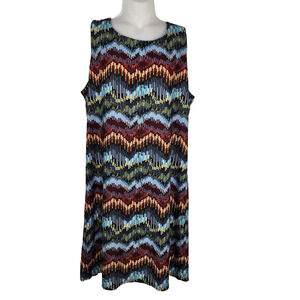 A.B.C. Womens Mini Dress Size XL Shift Multicolor Chevron Sleeveless Stretch